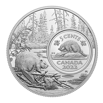 A picture of a 5 oz Silver Coin The Bigger Picture: Beaver